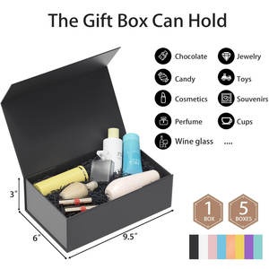 Caja de regalo negra, Cajas de Regalo de 9,5x6x3 pulgadas para regalos con tapas Cierre magnético Rectángulo plegable para padrino - Product Image 2