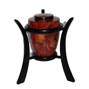 Urnas funerarias de madera para cenizas de adulto, 3,6 ltrs, 220 pulgadas, volumen de hasta 120 kg, con soporte de madera, acabado negro - Product Image 1