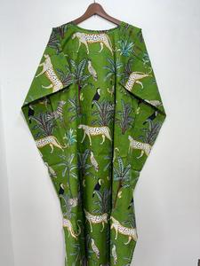 ชุดแมกซี่คาฟตันคอตตอนแท้100% สวยชุดเดรสพิมพ์ลายป่าชุดใส่นอนสไตล์โบฮีเมียนฤดูร้อนงานทำมือเสื้อคลุมยาวถึงพื้นพิมพ์ลายดิจิตอล - Product Image 5