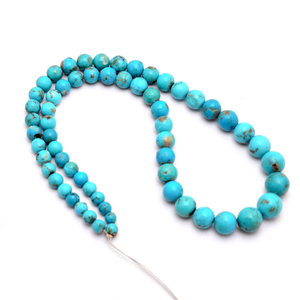Turquoise 5mm-10mm Gemstone Smooth Round <b>Bead</b> Natural Matrix <b>Blue</b> Turquoise Semiprecious Gemstone Loose <b>Beads</b> for Jewelry Making - Product Image 3