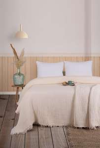 Cubrecama Super Suave 100% Algodón Muselina Tejida para las Cuatro Estaciones, 7 Capas de Gasa, Certificado Oeko-Tex, Ecológico, Lavable a Máquina, Turco - Product Image 1