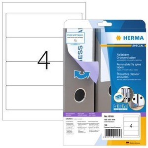 Etiquetas Autoadhesivas HERMA para Encuadernación Ancha/Corta, 61 x 192 mm, con Orificio para Colgar, Blancas, 100 Etiquetas/Paquete, Accesorios para Carpetas de Archivo - Product Image 1