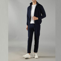 Ensemble de survêtement de maternité en polyester écologique, bleu marine, avec veste zippée intégrale et pantalon, personnalisable avec logo, pour la vente en gros, vêtements de sport, fabrication OEM, vêtements en gros