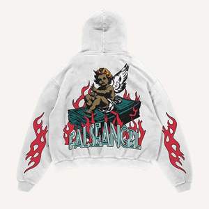 DTG hoodies รุ่นที่กำหนดเองคุณภาพสูงวินเทจผ้าฟลีซเก็บความร้อนพิมพ์ลายทั้งหมดด้วยสีดำและสีชมพูร้อน - Product Image 4