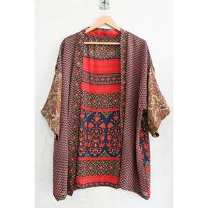 Robe Kimono Courte en Soie Patchwork Respirante Grande Taille de Luxe, Élégante, en Satin, pour Nuit et Détente, pour Femme - Product Image 1