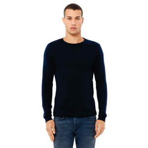 100% Airlume coton peigné à manches longues col rond T-Shirt marine confort ultime douceur Style classique en tissu tricoté formel - Product Image 1