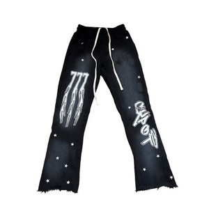 Ensemble de sweat-shirt à capuche et pantalon de survêtement personnalisé de haute qualité, vintage en détresse, sérigraphie délavée et délavée pour hommes - Product Image 5