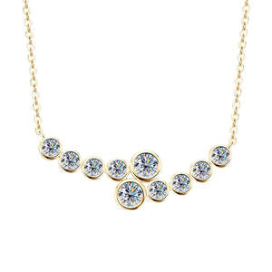 Collar de Plata de Ley 925 con Moissanita para Compromiso, Boda o Fiesta, Estilo Coreano, Diseño Moderno, Línea de Burbujas Multicolor para Mujer - Product Image 1