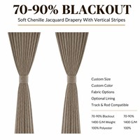 Tissu de rideau jacquard à rayures verticales teintes, occultant à 70-90%, en chenille personnalisée, écologique, pour fenêtre de chambre
