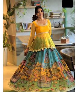 ชุดเลเฮนกาโชลีผ้าไหมชิโนนคุณภาพสูง ดีไซน์ใหม่ สำหรับงานแต่งงานและงานพิธีต่างๆ พร้อมลายปักแฟนซี - Product Image 1