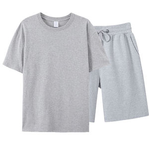 Ensembles T-shirts et shorts pour hommes de qualité supérieure Ensemble short et chemise oversize uni Sweat Gym pour hommes - Product Image 2