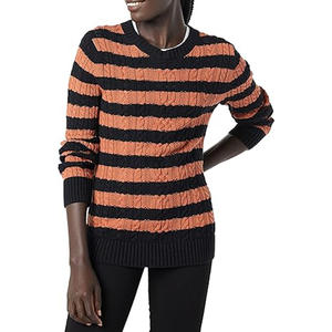 Pull en tricot patchwork bicolore, haut tendance pour femmes, pull pour femmes - Product Image 4