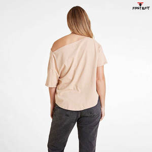 Nouveau design personnalisé T-shirt décontracté à manches courtes et à épaules dénudées pour femmes T-shirt Streetwear d'été de couleur unie - Product Image 2