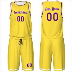 Maillot de basket-ball en tissu polyester personnalisé de haute qualité uniforme sublimé rayé respirant grande taille imprimé en gros - Product Image 1