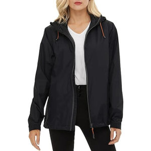 Nueva llegada 2025 mujeres cortavientos con capucha transpirable a prueba de viento impermeable chaqueta de lluvia chaquetas de mujer personalizadas - Product Image 1
