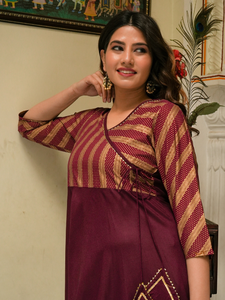 Kurti Anarkali de rayón con estampado de rayas para mujer, elegante para uso diario, tela suave, ajuste cómodo, atuendo tradicional indio con estilo. - Product Image 6