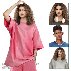 Heavyweight Cotton 270 Gsm Oversize Tshirt <b>Cropped</b> Boxy Tee Sun Faded Streetwear Vintage Acid Washed T-Shirts for <b>Men</b> - Product Image 1
