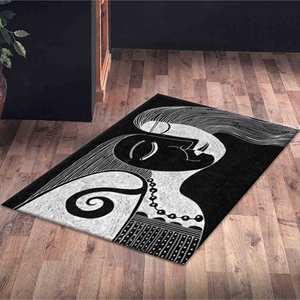 Tapis imprimé moderne avec motif de dessin de femme pour usage intérieur, tapis en chenille - Product Image 1