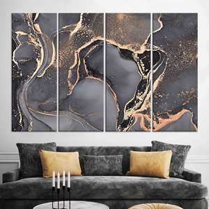 Tableau imprimé sur toile avec design moderne en vitrail : décoration murale élégante, lot de 4 toiles - Product Image 1