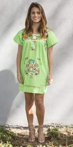 Minivestido mexicano para mujer con aspecto de vacaciones, ropa Vintage bordada con cuello redondo étnico para mujer - Product Image 5