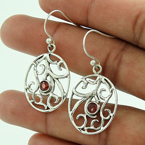 Look extrême 925 argent Sterling grenat naturel pierres précieuses boucles d'oreilles à la mode bijoux faits à la main en gros prix d'usine fournisseurs en vrac - Product Image 3