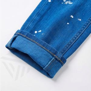 Jeans en coton skinny pour femmes de haute qualité, pantalon en denim à jambe droite déchiré, design élégant, technique lavée, pantalon décontracté tendance - Product Image 6