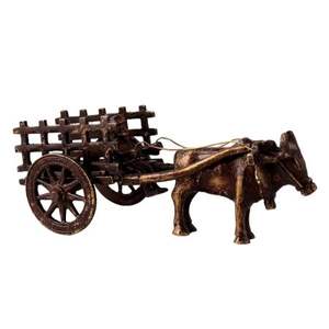 Handmade <b>Decorative</b> Indian Brass Antique <b>Small</b> Brass Ox Chariot Sculptures Figurine Statue Home <b>Decor</b> 7.00 Inches SNE-292 - Product Image 1