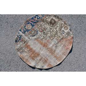 Antique Beige Bleu Turc Vintage Tapis Classique Grande Surface Rectangle Motif 3.1 X 3.1ft Laine Latex pour Couloir Chambre Décor - Product Image 4