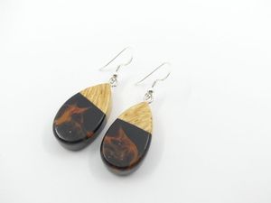 VARIETY WARMTH COLGANTES Lámina de oro Negro Resina blanca Pendientes en forma de corazón Cuadrado Redondo Geométrico Gota de resina de madera - Product Image 2