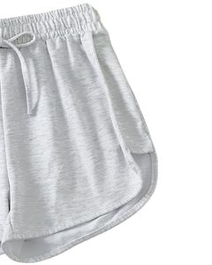 Shorts gris clair pour femmes, été, doux, léger, taille élastique, confortable, décontracté, vêtements de détente, course à pied, gym, bas de mode - Product Image 3