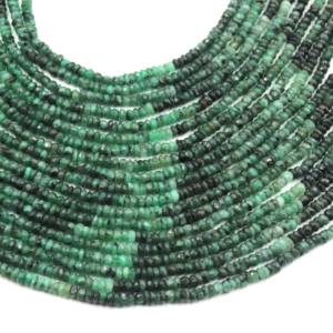 Cuentas de Piedras Preciosas de Esmeralda Verde Natural de Primera Calidad, en Forma de Rondelle, de 3.5-4.5 mm, Venta Directa de Zambia, Cuentas de Piedras Preciosas al por Mayor - Product Image 3