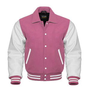 Parches de chenilla con logotipo bordado personalizado, chaqueta de bombardero universitaria de talla grande de lana y tela para deportes de invierno - Product Image 5