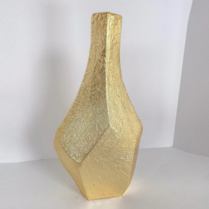 <b>Gold</b> Finished Aluminum Metal Farmhouse Flower <b>Vase</b> Geometric Shape Living Room Home Wedding Party Tabletop Decoration - Product Image 1