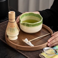 Kits de fouets à matcha en bambou et céramique écologiques, vente directe d'usine chinoise Geling, avec bols japonais Chawan à bec verseur