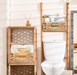 ชุดตะกร้าใส่ของผักตบชวาสานพร้อมที่จับ3ใบออแกไนเซอร์ธรรมชาติสำหรับห้องครัวห้องน้ำห้องนั่งเล่นจากเวียดนาม - Product Image 3