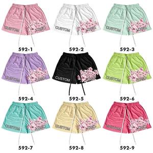 High Quality Custom Breathable Sublimated <b>Pink</b> Peach Solid Casual <b>Men</b> <b>Short</b> 100% Polyester Double Layer Quick Dry Muay Thai Mesh - Product Image 5