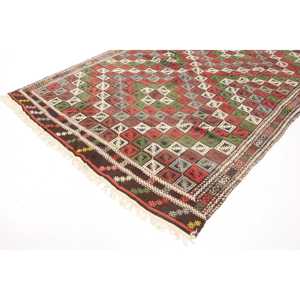 Tapis turc vintage, tapis de 5,4 x 8 pieds, tapis en laine à bordure rouge - Product Image 2