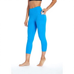 Best High Quality High Waisted Tummy Control <b>Leggings</b> <b>With</b> <b>Pockets</b> Women Full Length Capri Buttery Soft For Yoga Color Blocking - Product Image 1