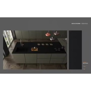 กระเบื้องหินอ่อนพอร์ซเลนสีดำคริสตัลขนาด800x2400มม. ขนาดใหญ่15/18มม. ความหนาสูงมันวาวขนาด80x240x1.8ซม. - Product Image 5