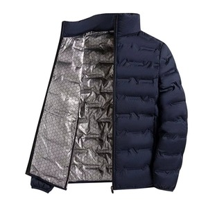 Men's Navy Blue Down Filled Puffer <b>Jacket</b> Stand Collar Winter Warm <b>Zip</b> <b>Up</b> Outerwear OEM Wholesale Manufacturer - Product Image 3