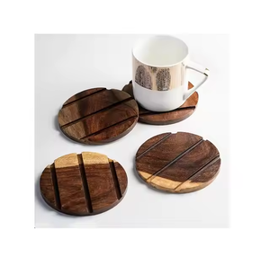 Dessous de verre en noyer Dessous de verre à thé en bois classique conçu sur mesure Tapis carrés en MDF de haute qualité pour table par l'artisanat en croissant - Product Image 2