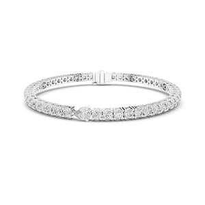 5.75 CT Lab Diamond Tennis <b>Bracelet</b> with Pear Cut Center Round Brilliant & Pear Cut 10KT, 14KT, 18KT Gold & 925 <b>Silver</b> - Product Image 3