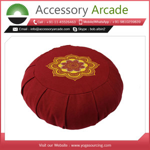 Eco-friendly Organic Cotton Yoga Meditation <b>Round</b> Zafu <b>Cushion</b> With Pleats and Buck Wheat Filling Available in Different Colors - Product Image 2