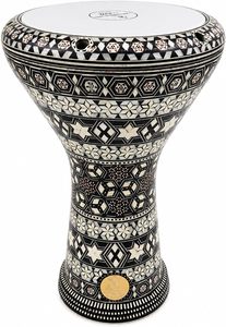 Gawharet El Fan, Tambor de Mano Egipcio Geométrico Negro Hecho a Mano de 17.5 Pulgadas, con Sonido Potente, para Darbuka y Doumbek - Product Image 3