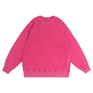 Haute qualité Vintage hommes coton pull sweat lavé à l'acide col rond français éponge sweat impression personnalisée en gros - Product Image 6