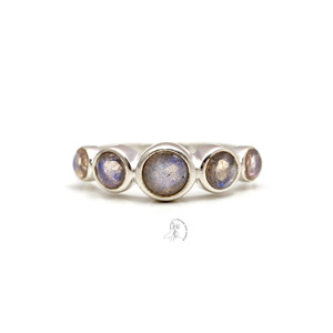 Labradorite Fantaisie Forme Ronde Bleu De Couleur Pierre Semi-Précieuse Bague En Argent Sterling 925 Plaqué Or Bagues Designer - Product Image 2