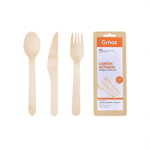 Set di posate usa e getta in legno ecologico Grinox - Product Image 2