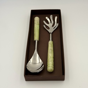 New Arrival Stainless Steel Salad Server <b>Spoon</b> & Fork Set With Resin Handle for Home & Wedding <b>Table</b> Salad Server - Product Image 1