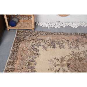 พรมตุรกีขนาดใหญ่ 5x9.1 ฟุต พรมวินเทจสีเบจน้ำตาลออมเบร พรมขนสัตว์ - Product Image 5