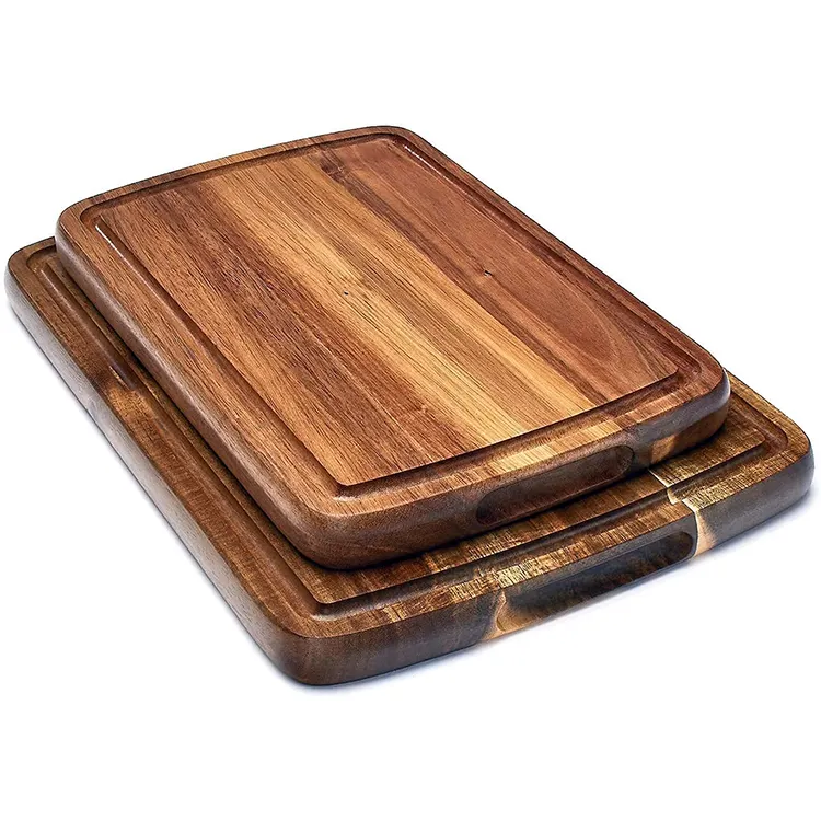 wholesale multipurpose portable acacia chopping board innovations With draining sink 2 in 1 wooden chopping board set